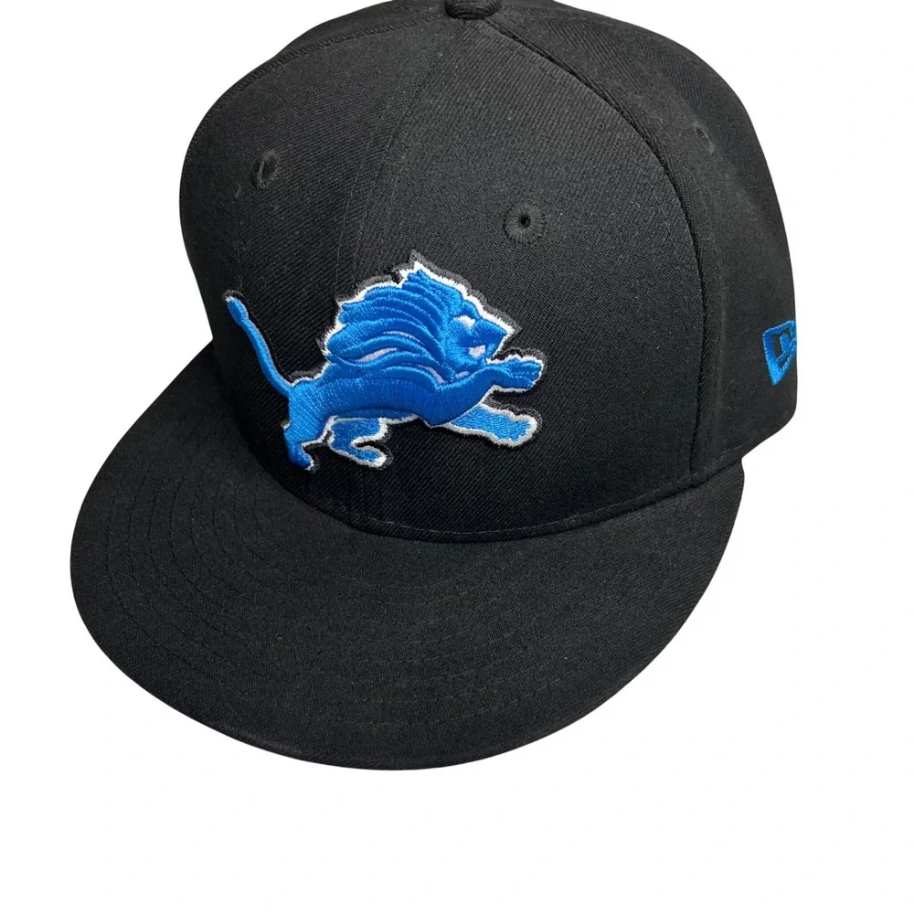 New Era Hat Detroit Lions 59FIFTY Fitted Cap 6 7/8 Black Polyester NFL Logo
